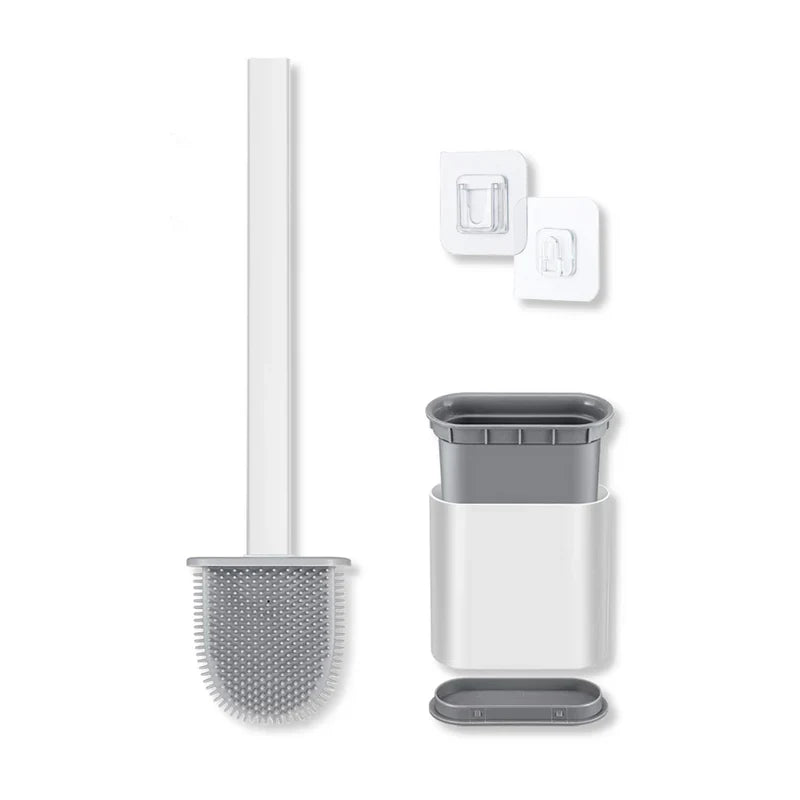 Silikon-Toilettenbürste mit Halter – flexibles WC-Reinigungsbürsten-Set für das Badezimmer
