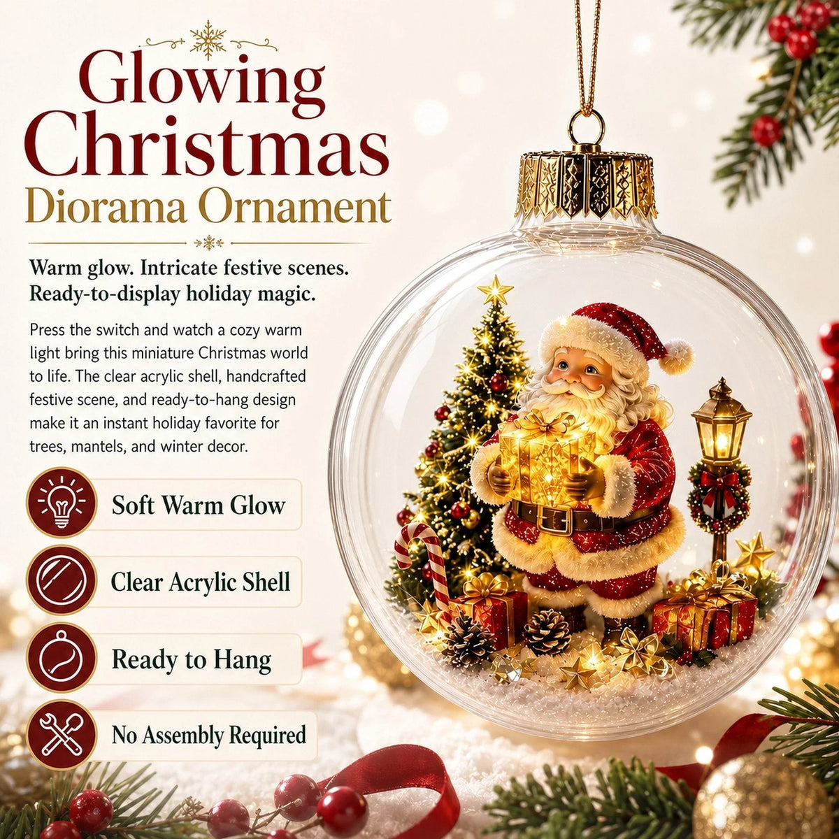 LuminaraCharm™ | Beleuchteter Weihnachtsanhänger mit Miniatur-Winterszene