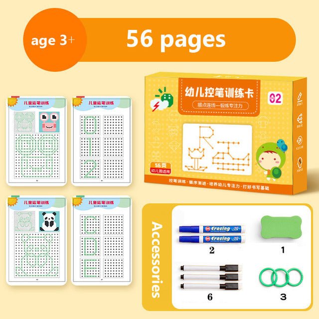 InkWell™ | Lesen & Schreiben Wiederverwendbares Arbeitsbuch für Kinder | 50% RABATT