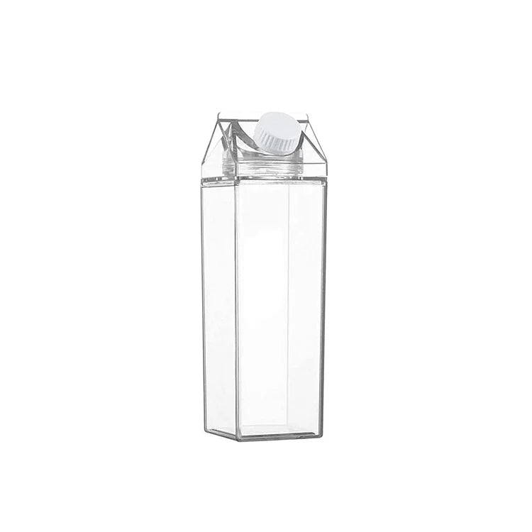HydraCube — Auslaufsichere, quadratische Trinkflasche im Milchkarton-Design