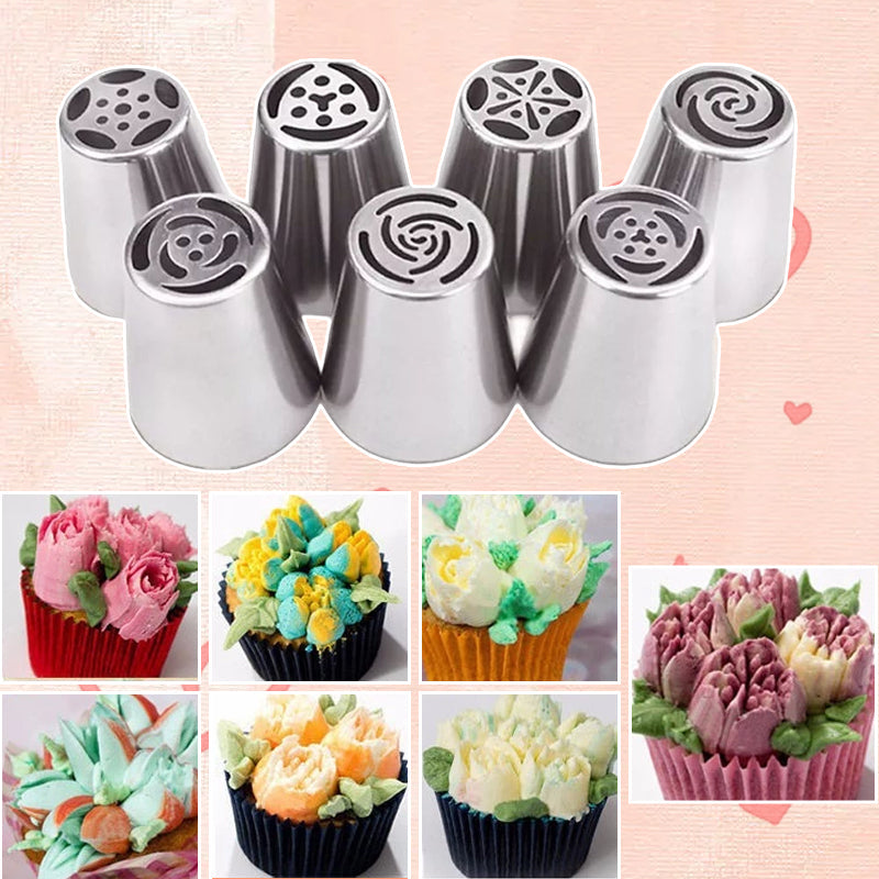 Spritztüllen-Set mit Blütenmotiven für Zuckerguss und Tortendekorationen