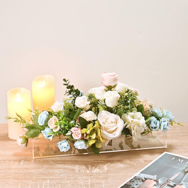 Klarer schwebender Blumenstraußhalter für Blumenarrangements auf dem Tisch