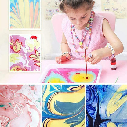 50% RABATT | ColoraFlow™ | Wasser-Marmorier-Set – Ungiftiges, BPA-freies Kreativset für Kinder & Erwachsene für sauberes, einfaches Kunstgestalten