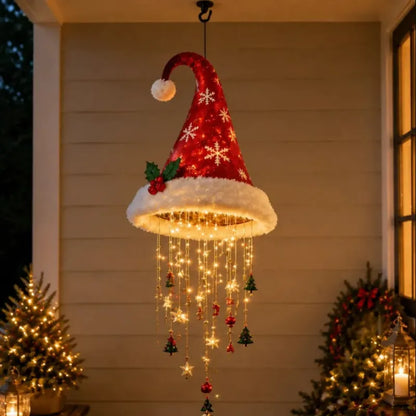 Hängende Weihnachtsmütze mit Licht – Leuchtende Weihnachtsdekoration für Fenster, Tür, Terrasse und Garten