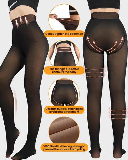 WärmeSilhouette™ Transparente Thermostrumpfhose mit Fleecefutter