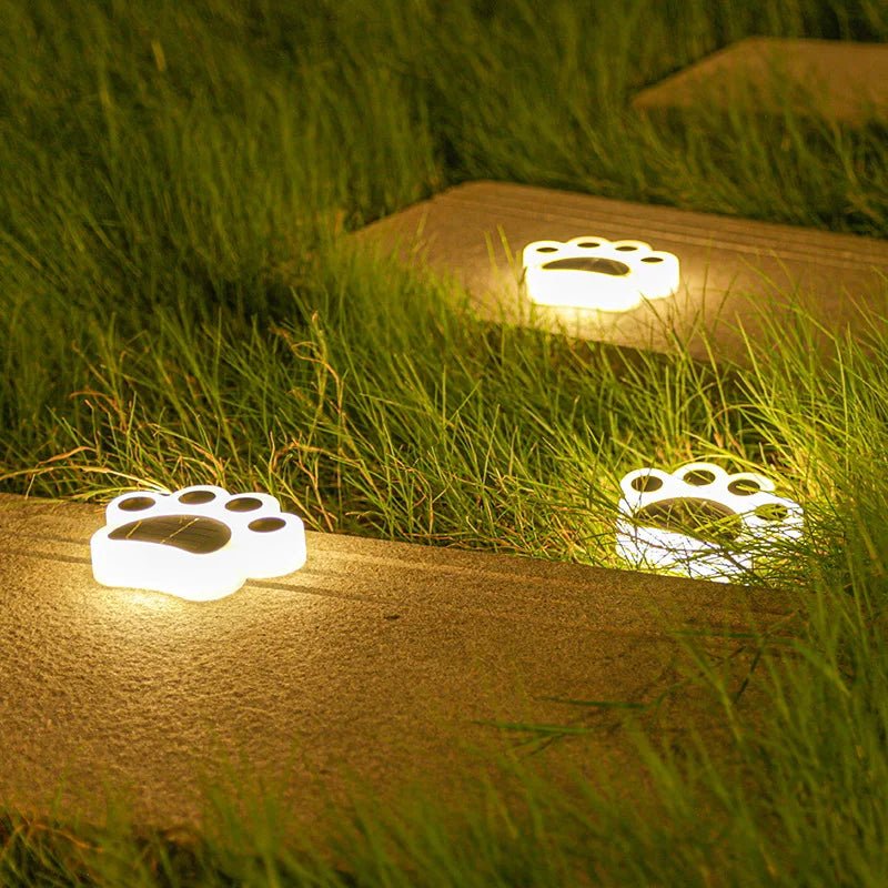 LumaPride — Set Solar-Gartenwegleuchten mit Pfotenabdruck-Design