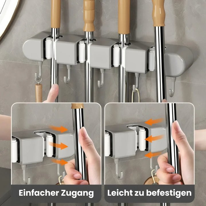 GripMaster — Wandhalterung für Mopp und Besen mit Haken