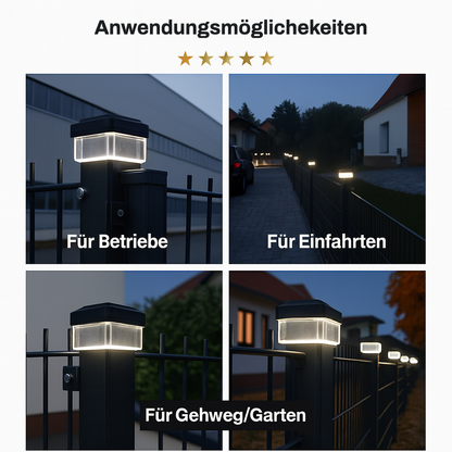 1+1 Gratis | SolarGlow™ 6040 LED Zaunleuchte [Letzter Tag Rabatt]