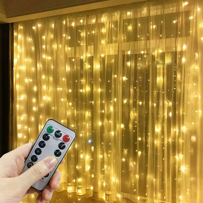 LED-Vorhangbeleuchtung | Silberdraht USB-betrieben & mit Fernbedienung | Verschiedene Größen