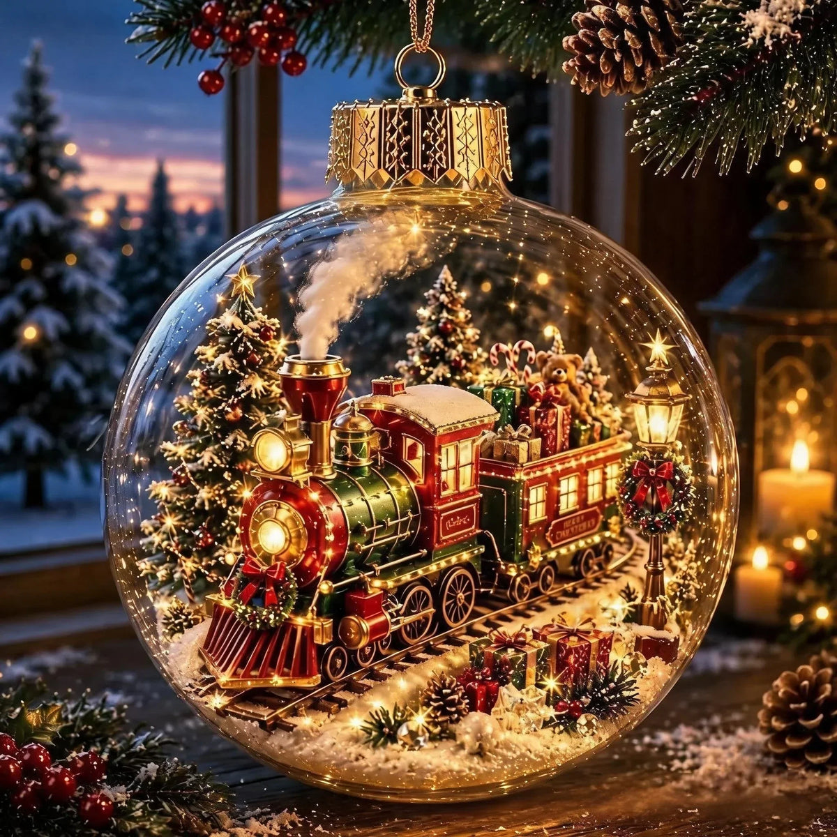 LuminaraCharm™ | Beleuchteter Weihnachtsanhänger mit Miniatur-Winterszene