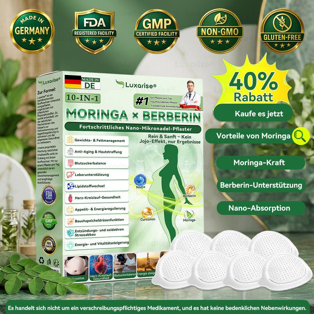 𝗠𝗼𝗿𝗶𝗻𝗴a · 𝗕erberin ＆ NAD＋10-IN-1 𝗙ortschrittliches 𝗡ano-Mikronadel-𝑷𝒇𝒍𝒂𝒔𝒕𝒆𝒓 - Für Adipositas, Herz-Kreislauf-Gesundheit, Diabetes, Schlafapnoe, Gelenkprobleme u.v.m.