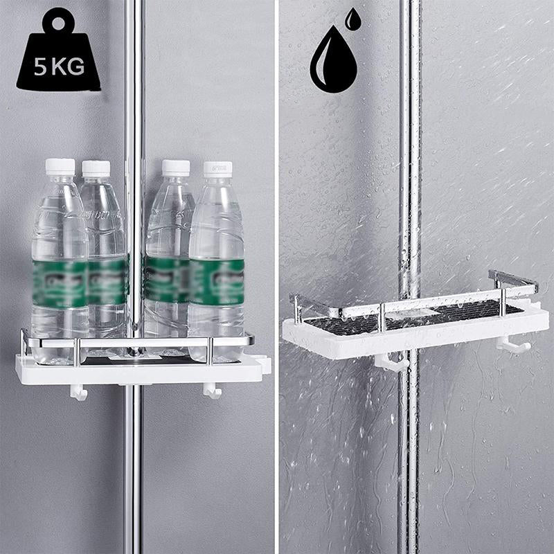 ShowerCaddy | Duschregal ohne Bohren | Höhenverstellbarer Badstangenhalter | Rostfrei & Stabil | Ordnungssystem für Shampoo & Zubehör