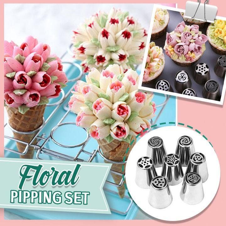 Spritztüllen-Set mit Blütenmotiven für Zuckerguss und Tortendekorationen