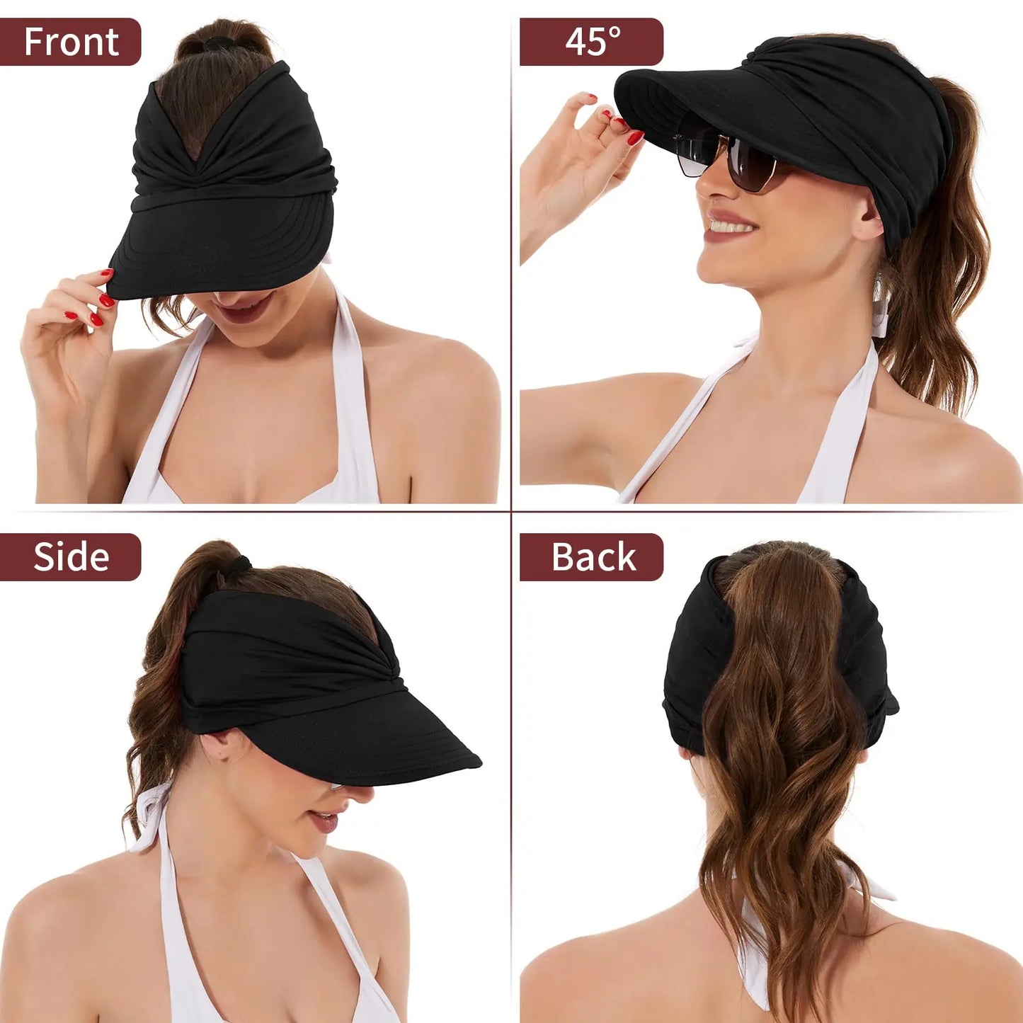 Brimhaven™ – UPF 50+ Damen-Sonnenvisier mit breiter Krempe und Pferdeschwanzöffnung + 50 % Rabatt