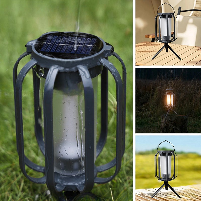 Solar-Laterne mit Dual-Flame – flackerndes Outdoor-Gartenlicht