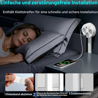 PowerReach™ | Ausziehbare Verlängerungssteckdose mit 3 EU-Steckdosen, USB-A & USB-C