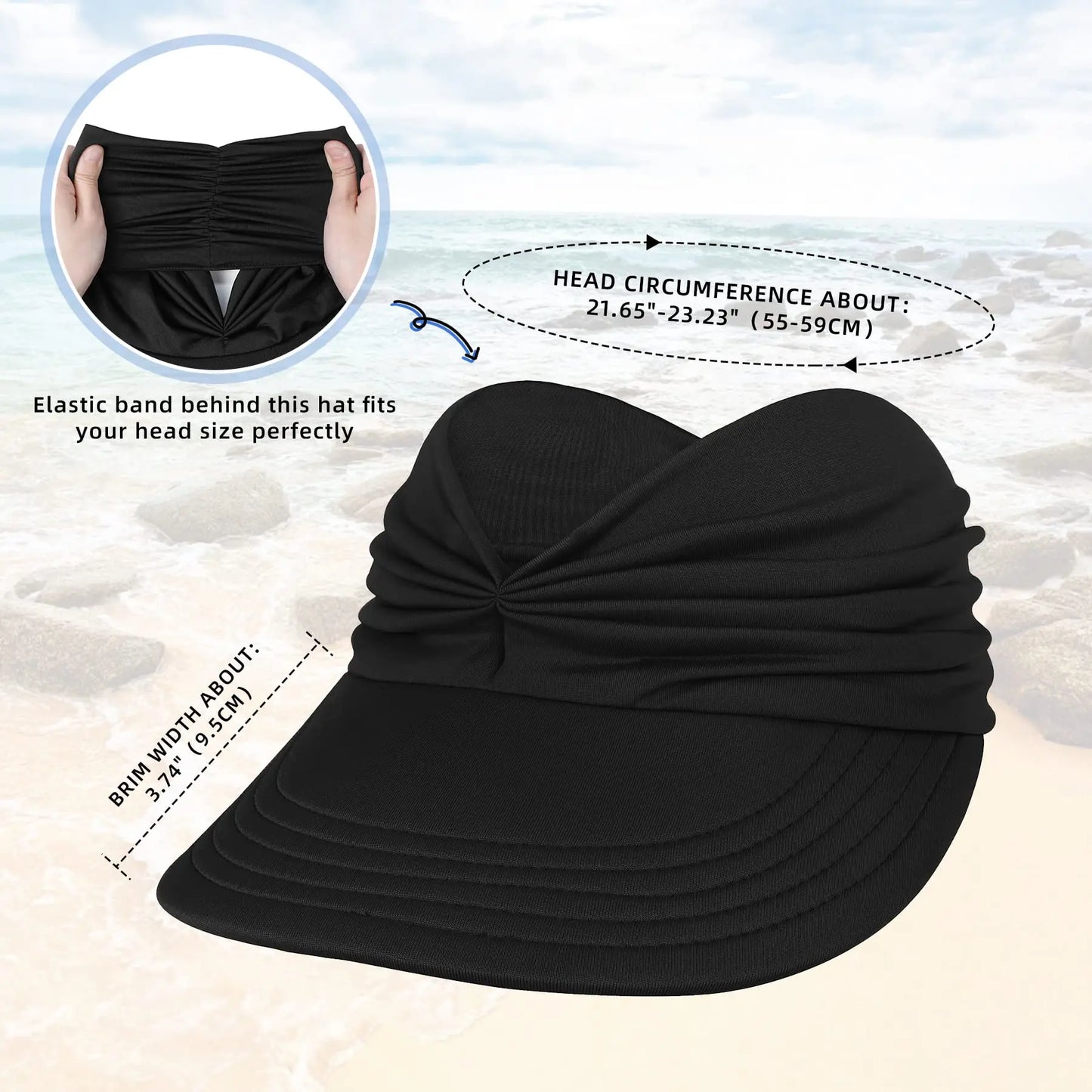 Brimhaven™ – UPF 50+ Damen-Sonnenvisier mit breiter Krempe und Pferdeschwanzöffnung + 50 % Rabatt
