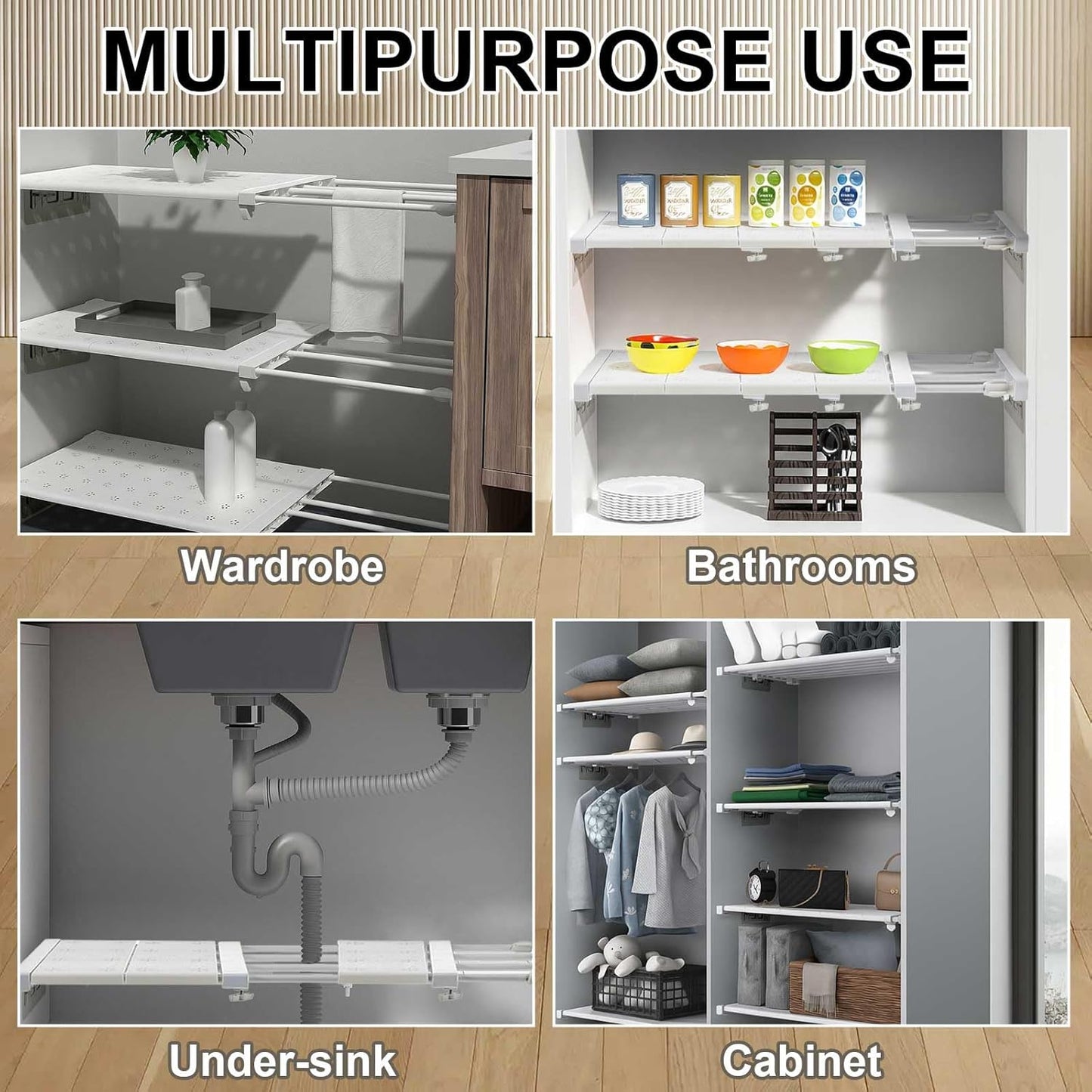 50% RABATT | ExtendShelf™ | Verstellbares Spannregal – Schrank-Organizer ohne Bohren | Mehr Stauraum & Ordnung