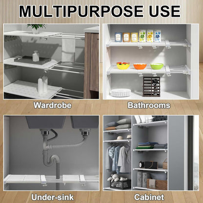 50% RABATT | ExtendShelf™ | Verstellbares Spannregal – Schrank-Organizer ohne Bohren | Mehr Stauraum & Ordnung