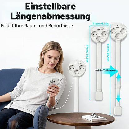 PowerReach™ | Ausziehbare Verlängerungssteckdose mit 3 EU-Steckdosen, USB-A & USB-C