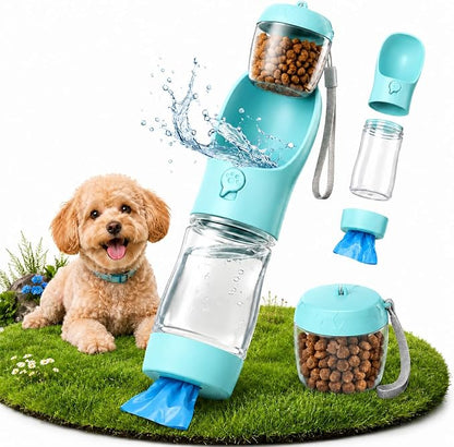 3-in-1 Hundetrinkflasche für unterwegs – Wasser, Futter & Kotbeutel immer griffbereit