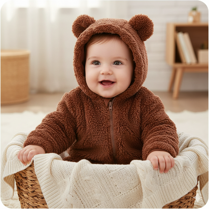 Lunoa™ | Baby Kapuzenstrampler mit Bärenohren, flauschig