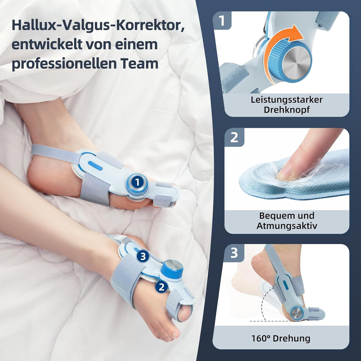 TechLove™ – Verstellbare Hallux-Valgus-Schiene mit kühlendem Gel-Pad