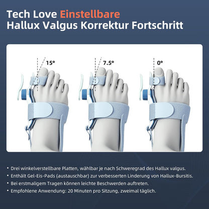 TechLove™ – Verstellbare Hallux-Valgus-Schiene mit kühlendem Gel-Pad