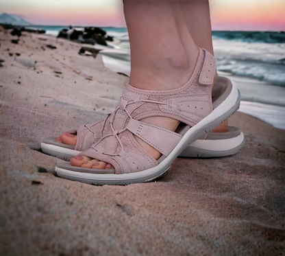 Damen Orthopädische Sandalen mit Keilabsatz 4 cm | Dreifach-Fußgewölbe-Stütze | rutschfest & leicht | Sommer-Komfort