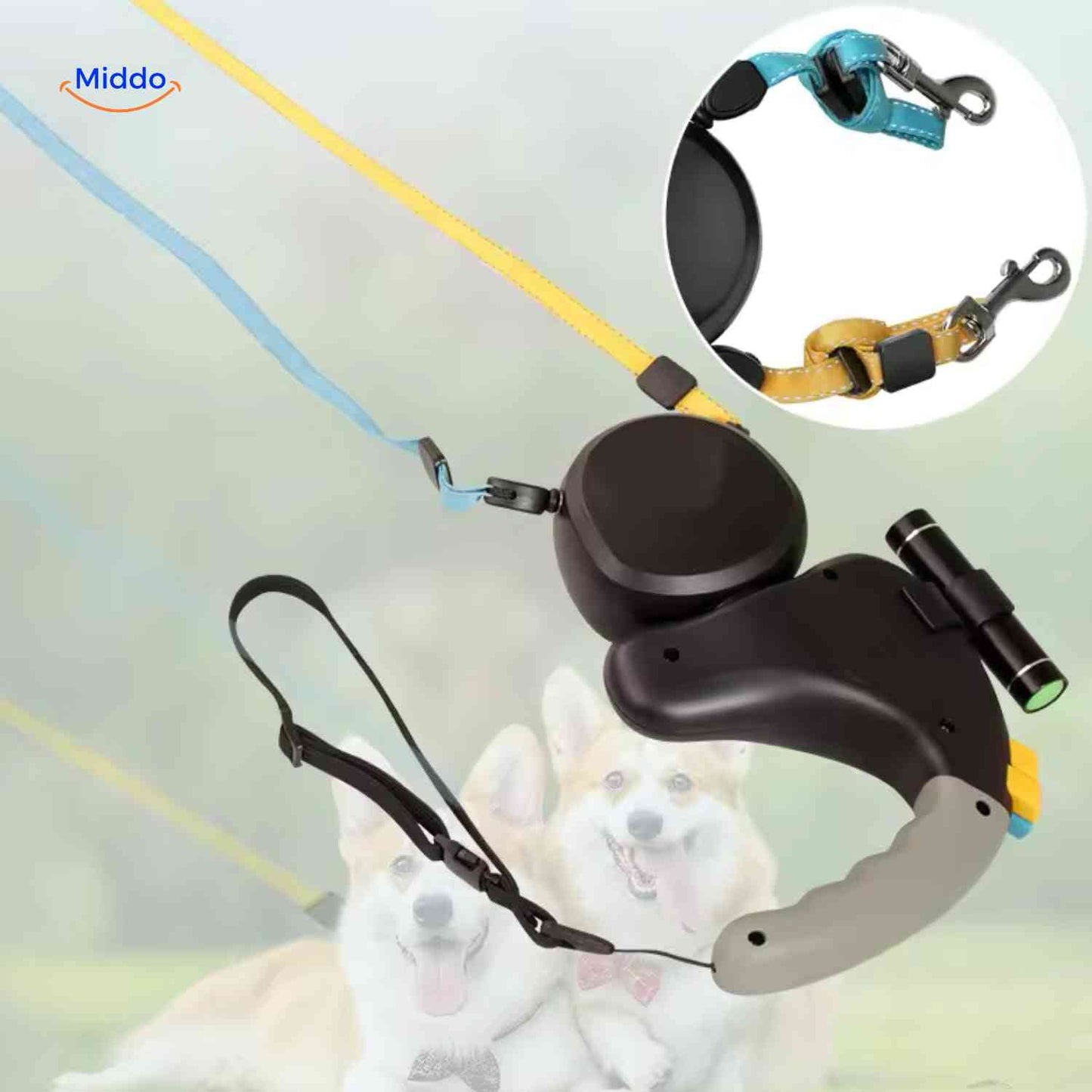 DualWalk – Mühelose, verhedderungsfreie Kontrolle bei Spaziergängen mit zwei Hunden