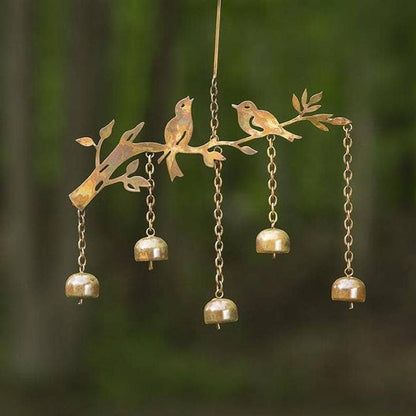 Windspiel mit Vogelmotiv | Handgefertigtes Glockenspiel aus Eisen | Dekoration für Garten, Balkon & Terrasse
