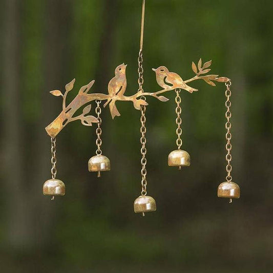 Windspiel mit Vogelmotiv | Handgefertigtes Glockenspiel aus Eisen | Dekoration für Garten, Balkon & Terrasse