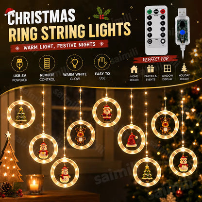 Weihnachtliche Vorhang-Lichterkette | USB-betrieben & mit Fernbedienung | 3,5 m