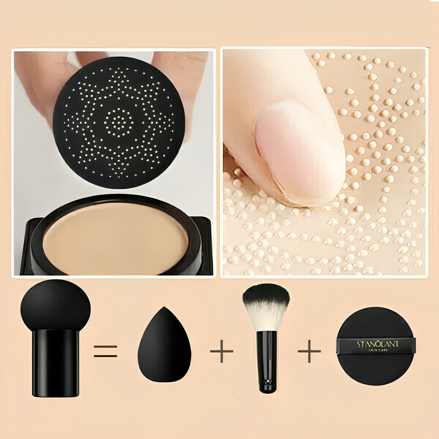 Air-Cushion-CC-Cream-Foundation mit Applikator für ein natürliches Finish