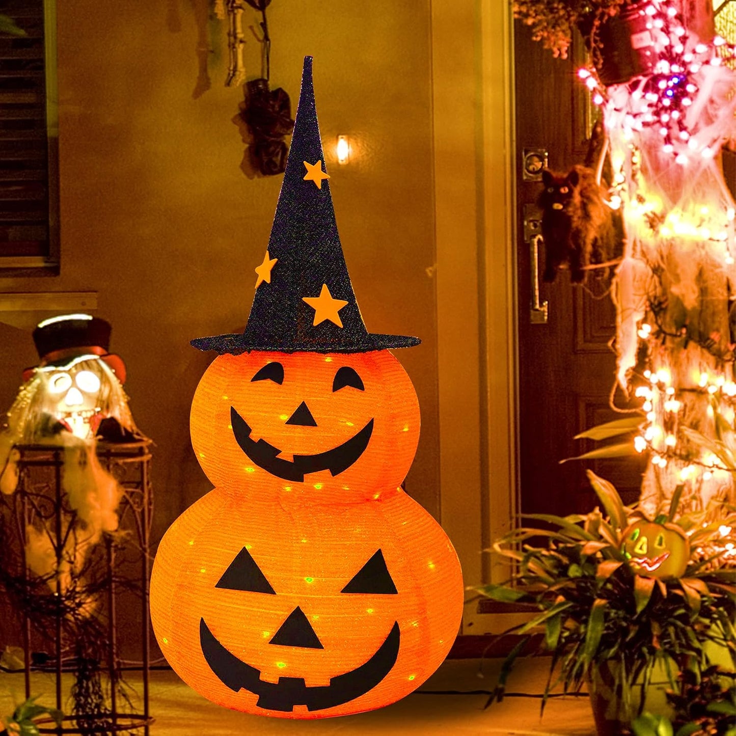 PumpkinGlow™ – Leuchtender Halloween-Kürbisturm mit LED-Beleuchtung | 2 Größen
