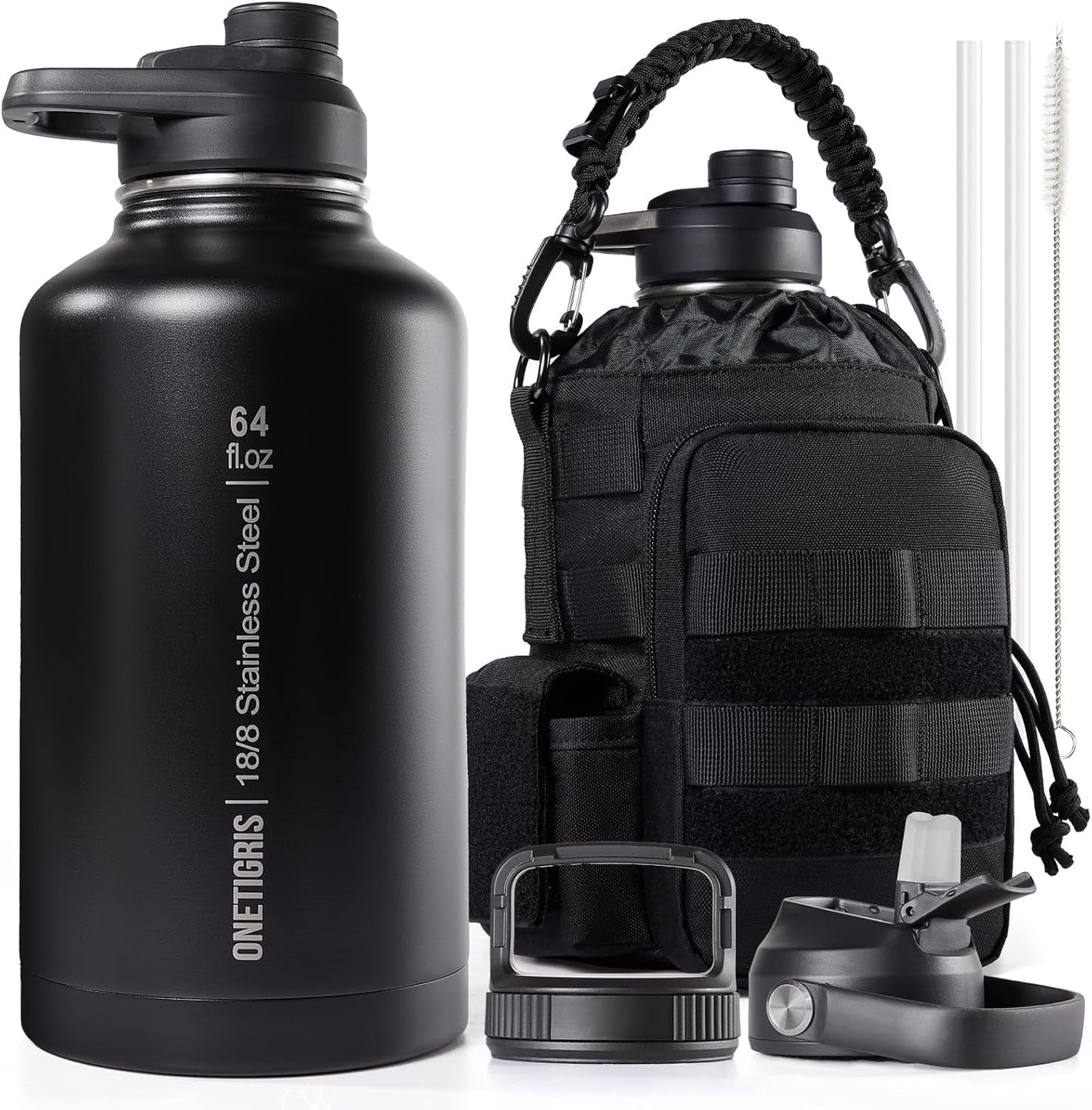HydraCore Isolierte Trinkflasche 64oz mit Strohhalmdeckel