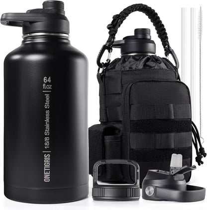 HydraCore Isolierte Trinkflasche 64oz mit Strohhalmdeckel
