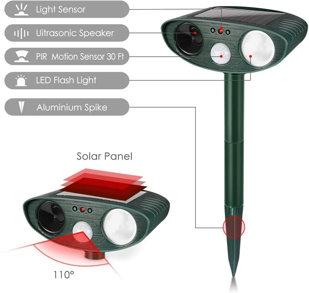 DeerShield™ | Solarbetriebener Ultraschall-Tierabwehrer