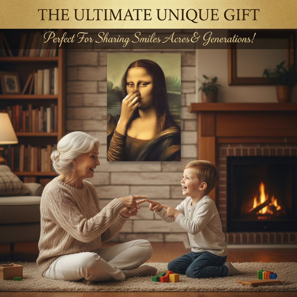 SmirkLisa – Humorvoller Wandkunstdruck der Mona Lisa