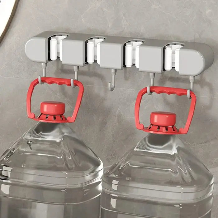 Wandhalterung für Wischmopp und Besen mit Haken (Organizer mit mehreren Steckplätzen)