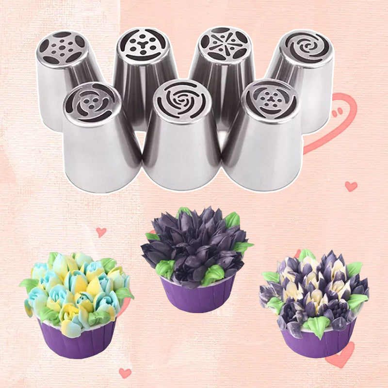 Spritztüllen-Set mit Blütenmotiven für Zuckerguss und Tortendekorationen