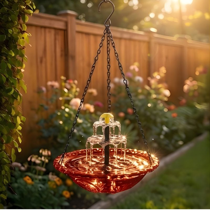 Bower™ – Solar-Kaskaden Vogelbad mit Hängebrunnen – 50% Rabatt