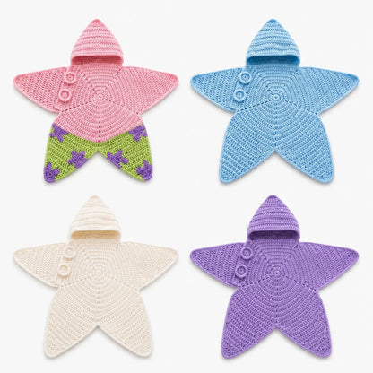 CozyNook™ | Gehäkelte Babydecke mit Kapuze im Stern-Design