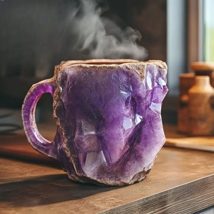 CrystalHaven – handgefertigt wirkender Kaffeebecher mit strukturierter Oberfläche