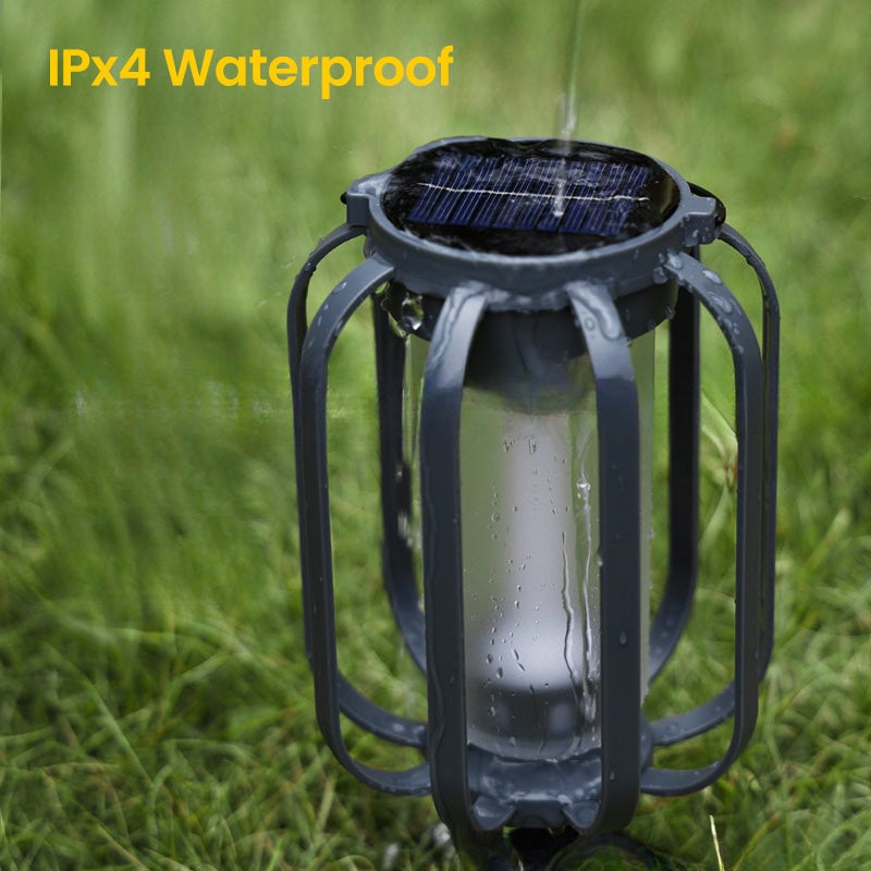 Solar-Laterne mit Dual-Flame – flackerndes Outdoor-Gartenlicht