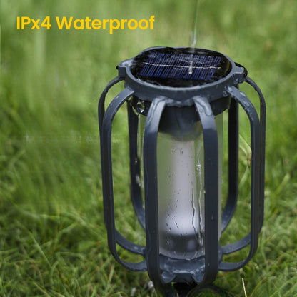 Solar-Laterne mit Dual-Flame – flackerndes Outdoor-Gartenlicht