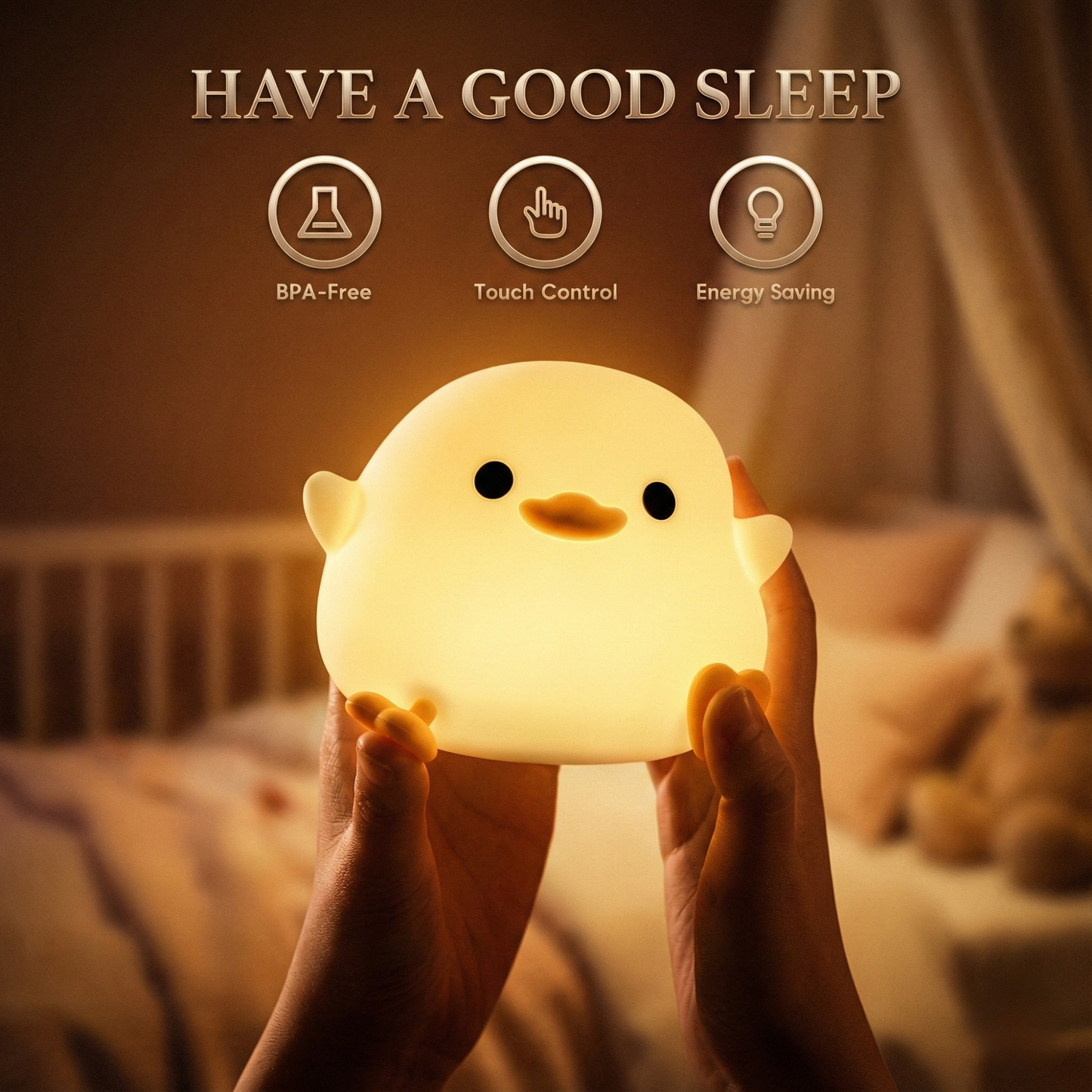 GlideGlow — Süße LED-Nachtlichtlampe für den Nachttisch & die Kinderzimmer-Deko