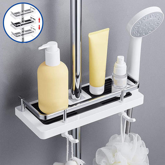 ShowerCaddy | Duschregal ohne Bohren | Höhenverstellbarer Badstangenhalter | Rostfrei & Stabil | Ordnungssystem für Shampoo & Zubehör