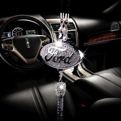 Auto-Rückspiegel Anhänger mit Kristall | Zinklegierung & Strass | Funkelnde Deko mit Duft-Anhänger, Geschenkidee