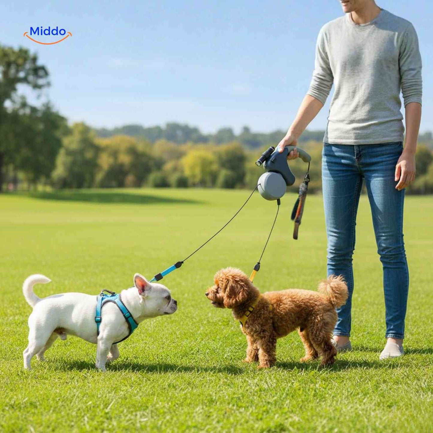 DualWalk – Mühelose, verhedderungsfreie Kontrolle bei Spaziergängen mit zwei Hunden